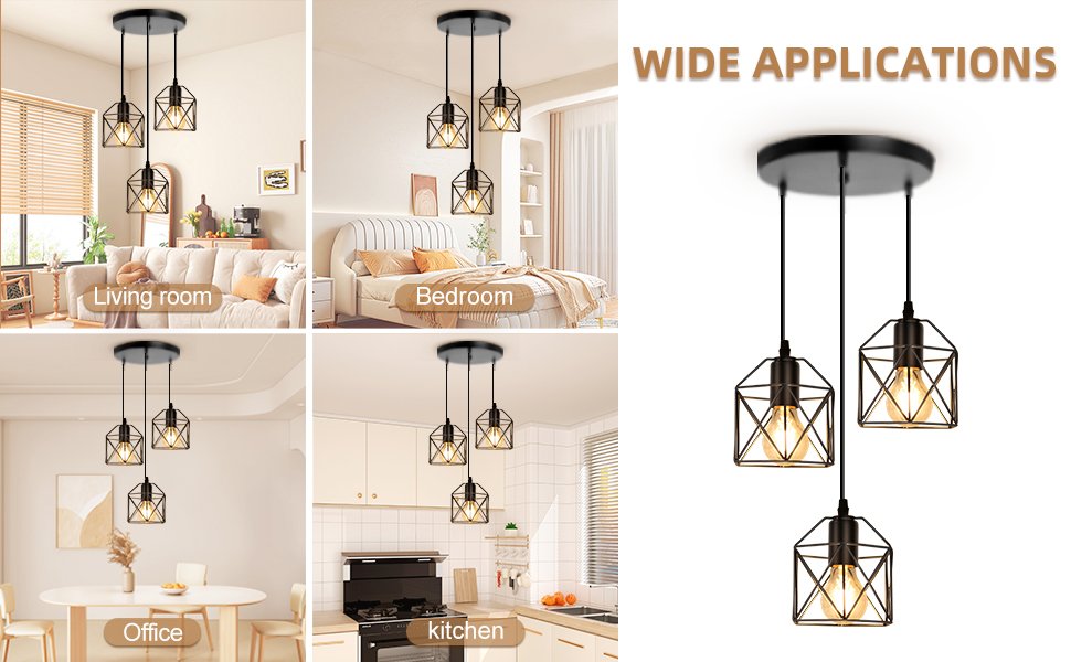 3-light pendant lighting fixture farmhouse kitchen island hanging dining room light fixture