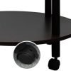 JIFULI Coffee Table with Rolling Base,Black Wooden End Table for Couch,2-Tier Coffee Tables for Living Room,Round