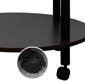 JIFULI Coffee Table with Rolling Base,Black Wooden End Table for Couch,2-Tier Coffee Tables for Living Room,Round