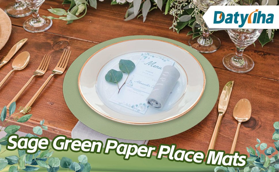 sage green place mat sage paper placemats wedding disposable table mats green party table decor 