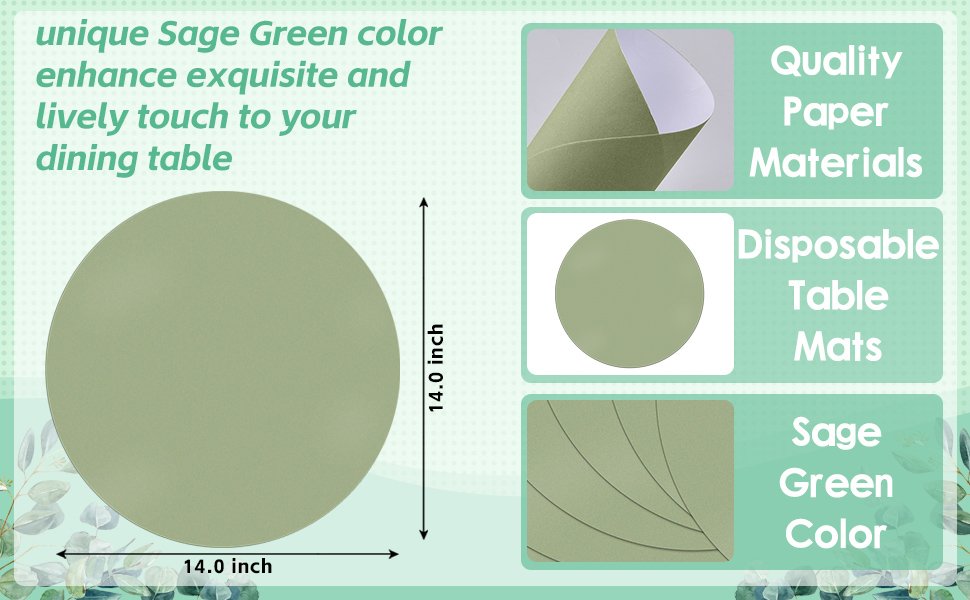 paper material sage green paper placemat wedding table decor