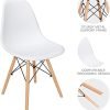 SUPER DEAL Modern Dining Chairs Set of 4 Plastic DSW Shell Lounge Chair Mid Century Side Chairs with Solid Wood Legs for Living Room, Kitchen, Dinning Room, Bedroom, White