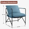 Sling Accent Chair Living Room Chairs, Reading Chair Metal Framed Armchair for Bedroom, Modern Comfy Sling Chair with Shredded Foam Soft Upholstered Single Sofa 300lbs Max(Blue)