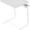 Adjustable TV Tray Table – TV Dinner Tray on Bed & Sofa, Comfortable Folding Table with 6 Height & 3 Tilt Angle Adjustments (Gray)