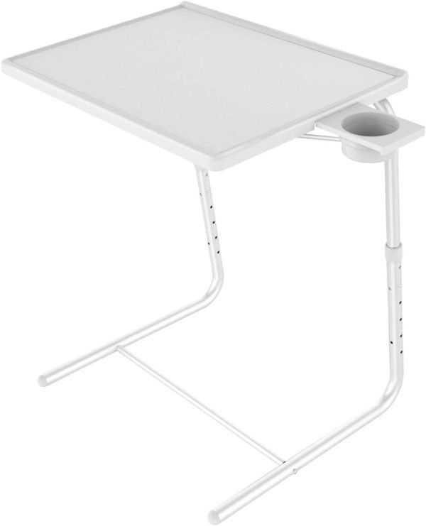 Adjustable TV Tray Table – TV Dinner Tray on Bed & Sofa, Comfortable Folding Table with 6 Height & 3 Tilt Angle Adjustments (Gray)