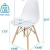 SUPER DEAL Modern Dining Chairs Set of 4 Plastic DSW Shell Lounge Chair Mid Century Side Chairs with Solid Wood Legs for Living Room, Kitchen, Dinning Room, Bedroom, White