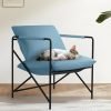 Sling Accent Chair Living Room Chairs, Reading Chair Metal Framed Armchair for Bedroom, Modern Comfy Sling Chair with Shredded Foam Soft Upholstered Single Sofa 300lbs Max(Blue)