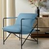 Sling Accent Chair Living Room Chairs, Reading Chair Metal Framed Armchair for Bedroom, Modern Comfy Sling Chair with Shredded Foam Soft Upholstered Single Sofa 300lbs Max(Blue)