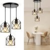 CANMEIJIA 3-Light Pendant Light Fixtures, Farmhouse Kitchen Island Light Fixture, Industrial Hanging Pendant Lighting for Dining Room Bedroom, Black Metal Cage Pendant, E26 Base, Bulbs Not Included