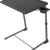 Adjustable TV Tray Table – TV Dinner Tray on Bed & Sofa, Comfortable Folding Table with 6 Height & 3 Tilt Angle Adjustments (Gray)