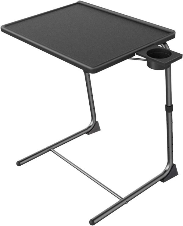 Adjustable TV Tray Table – TV Dinner Tray on Bed & Sofa, Comfortable Folding Table with 6 Height & 3 Tilt Angle Adjustments (Gray)