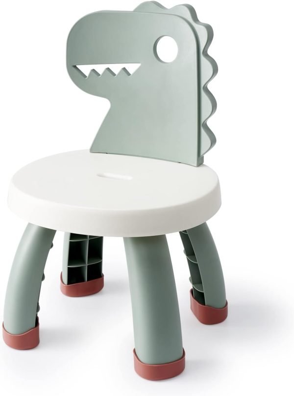 Toddler Chair,Plastic Kids Dino Chair,Sturdy Durable and Lightweight Toddler’s Activity Chairs,Anti-Slip Ergonomic Design Kids Step Stool,Indoor or Outdoor Use for Boys Girls Aged 1+ (Green)