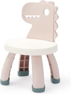 Toddler Chair,Plastic Kids Dino Chair,Sturdy Durable and Lightweight Toddler’s Activity Chairs,Anti-Slip Ergonomic Design Kids Step Stool,Indoor or Outdoor Use for Boys Girls Aged 2+ (Pink)