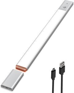 Motion Sensor Cabinet Light,48LED Detachable Battery Powered Operated Dimmable Closet Lights, Rechargeable Wireless Under Counter Lighting,Night Light for Stairway,Kitchen,Wardrobe,Cupboard