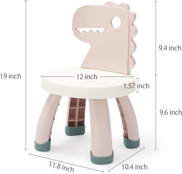 Toddler Chair,Plastic Kids Dino Chair,Sturdy Durable and Lightweight Toddler’s Activity Chairs,Anti-Slip Ergonomic Design Kids Step Stool,Indoor or Outdoor Use for Boys Girls Aged 2+ (Pink)