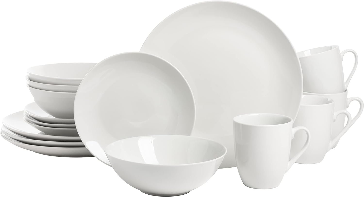 10 Strawberry Street Simply Coupe 16 Piece Dinnerware Set, White – SM-1600-CP-SW