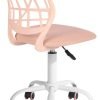 FurnitureR Teens Girls Task Chair 360 Swivel, Low Mid PP Mesh Back Fabric Seat, Height Adjustable, Rolling Castor, W15.7inces x D15.2inces x H29.5-34.2inches (Rose)