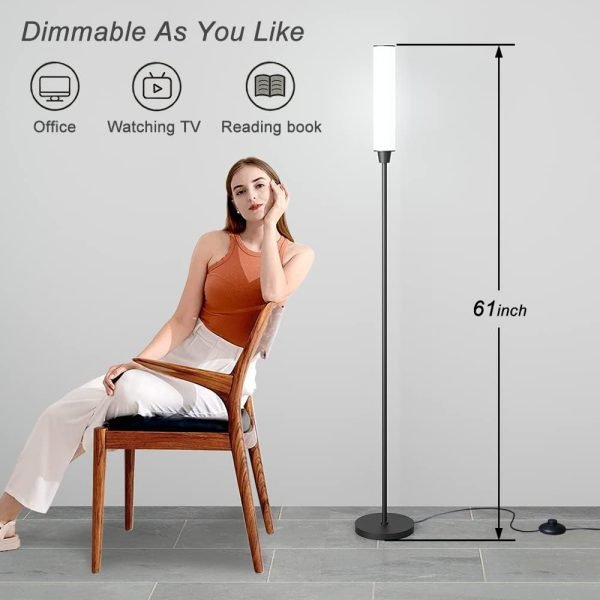 Floor Lamp with Remote Control,Bright Floor Lamps for Living Room/Bedroom/Office, Stepless Adjustable 3000K-6000K Colors and 10-100% Brightness,Standing Light with Foot Switch (Black)