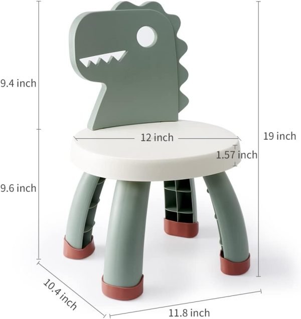 Toddler Chair,Plastic Kids Dino Chair,Sturdy Durable and Lightweight Toddler’s Activity Chairs,Anti-Slip Ergonomic Design Kids Step Stool,Indoor or Outdoor Use for Boys Girls Aged 1+ (Green)