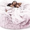 Giant Fur Bean Bag Chair Cover for Kids Adults, (No Filler) Living Room Furniture Big Round Soft Fluffy Faux Fur Beanbag Lazy Sofa Bed Cover (Light Grey, 5FT)