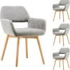 Modern Dining Chairs Kitchen Chair Accent Chair for Living Dining Room Arm Chairs Club Guest with Solid Wood Legs Living Room Chair (Set of 1, Wool White)