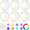 Yiliaw 12 Pack LED Puck Lights Remote Control 16 Color Changeable Under Cabinet Lights, Battery Operated Lights Night Light with Dimmer & Timmer for Closet Bedroom Kitchen, White