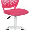 FurnitureR Teens Girls Task Chair 360 Swivel, Low Mid PP Mesh Back Fabric Seat, Height Adjustable, Rolling Castor, W15.7inces x D15.2inces x H29.5-34.2inches (Rose)