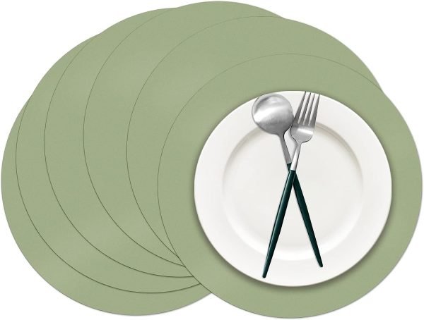 100 Pieces Sage Green Paper Place Mats Sage Round Disposable Table Mats Green Paper Doilies Decorative Placemats for Wedding Banquet Party Home Dining Tableware Decor