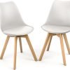 Mid-Century Modern Lounge Chair Set of 2 – High Back Rest, Soft Padded Seats & Solid Wood Legs – Dining, Living Room, Kitchen – DSW Shell Tulip Chair – White