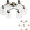 4 Light Semi Flush Mount Ceiling Lights, Modern Brushed Nickel Ceiling Light Fixtures, Light Fixtures Ceiling Mount with Clear Glass Shade for Kitchen, Dining Room, Farmhouse, Foyer, Bedroom