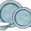 AELS Melamine Dinnerware Set of 12 Pcs Dinner Dishes Set for Indoor and Outdoor Use, Dishwasher Safe, Lightweight Unbreakable, BPA Free, Light Blue