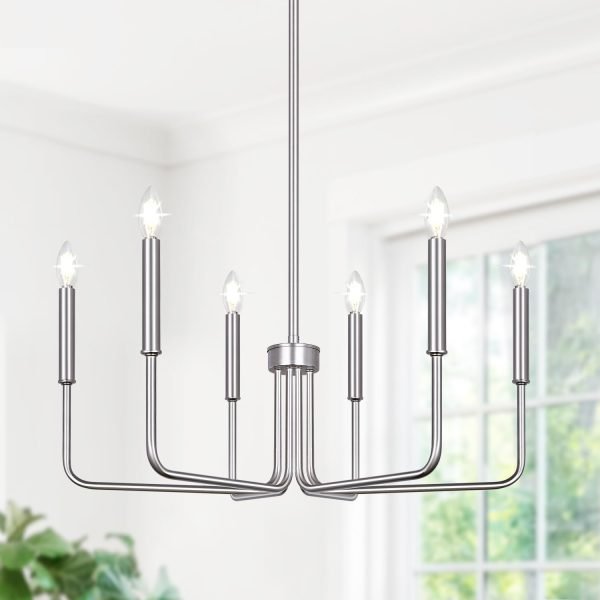 Black Chandelier, 6-Light Farmhouse Chandelier for Dining Room Lighting Fixtures Hanging, Dining Light Fixtures Industrial Modern Chandelier for Bedroom, Foyer, Hall, Kitchen, Living Room and Entryway