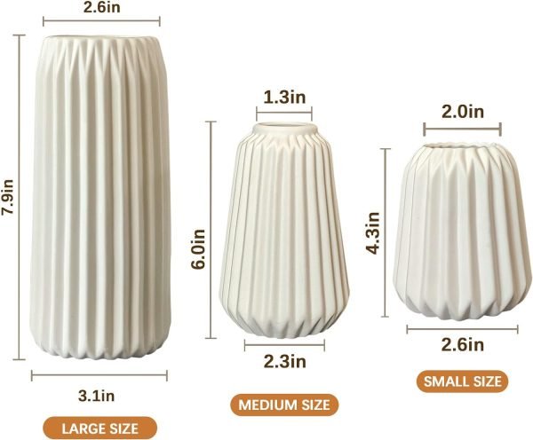 White Ceramic Vase -Set of 3 Boho for Modern Home Decor,Nordic Minimalism Decor Office Entryway Living Room Centerpiece Table Decorations Vases