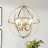 DLLT Vintage Pendant Hanging Light Fixtures, Flush Mount Ceiling Chandelier Lamp with Metal Spherical Shade for Kitchen, Dining Room, Living Room, Hallway, Entryway 3-Light, E12 Base-Matte Black