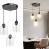 CANMEIJIA 3-Light Pendant Light Fixtures, Farmhouse Kitchen Island Light Fixture, Industrial Hanging Pendant Lighting for Dining Room Bedroom, Black Metal Cage Pendant, E26 Base, Bulbs Not Included