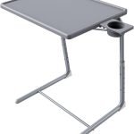 Adjustable TV Tray Table – TV Dinner Tray on Bed & Sofa, Comfortable Folding Table with 6 Height & 3 Tilt Angle Adjustments (Gray)