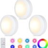 Yiliaw 12 Pack LED Puck Lights Remote Control 16 Color Changeable Under Cabinet Lights, Battery Operated Lights Night Light with Dimmer & Timmer for Closet Bedroom Kitchen, White