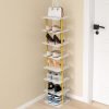 6 Tier Narrow Shoe Rack, Small Stackable Shoe Stand, Space Saving Furniture Shoe Storage Organizer for Entryway, Closet, Vertical Shoe Tower Rack