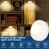 Yiliaw 12 Pack LED Puck Lights Remote Control 16 Color Changeable Under Cabinet Lights, Battery Operated Lights Night Light with Dimmer & Timmer for Closet Bedroom Kitchen, White