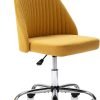 Sweetcrispy Armless Office Chair Cute Desk Chair, Modern Fabric Home Office Desk Chairs with Wheels Adjustable Swivel Task Computer Vanity Chair for Small Spaces