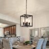 Black Chandelier Dinning Room Light Fixtures Over Table 4-Light Kitchen Chandelier Hanging Light Fixture,Pendant Light Fixture with Adjustable Height