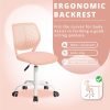 FurnitureR Teens Girls Task Chair 360 Swivel, Low Mid PP Mesh Back Fabric Seat, Height Adjustable, Rolling Castor, W15.7inces x D15.2inces x H29.5-34.2inches (Rose)