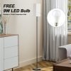 Tall Floor Lamp with Linen Shade – 3 Color Temperature, Black, LED Bulbs, Pull Chain Switch, Easy Assembly