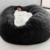 Giant Fur Bean Bag Chair Cover for Kids Adults, (No Filler) Living Room Furniture Big Round Soft Fluffy Faux Fur Beanbag Lazy Sofa Bed Cover (Light Grey, 5FT)