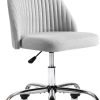 Sweetcrispy Armless Office Chair Cute Desk Chair, Modern Fabric Home Office Desk Chairs with Wheels Adjustable Swivel Task Computer Vanity Chair for Small Spaces