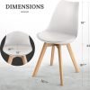 Mid-Century Modern Lounge Chair Set of 2 – High Back Rest, Soft Padded Seats & Solid Wood Legs – Dining, Living Room, Kitchen – DSW Shell Tulip Chair – White