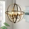 DLLT Vintage Pendant Hanging Light Fixtures, Flush Mount Ceiling Chandelier Lamp with Metal Spherical Shade for Kitchen, Dining Room, Living Room, Hallway, Entryway 3-Light, E12 Base-Matte Black