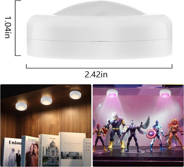 Yiliaw 12 Pack LED Puck Lights Remote Control 16 Color Changeable Under Cabinet Lights, Battery Operated Lights Night Light with Dimmer & Timmer for Closet Bedroom Kitchen, White