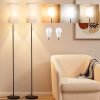 Tall Floor Lamp with Linen Shade – 3 Color Temperature, Black, LED Bulbs, Pull Chain Switch, Easy Assembly