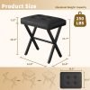 Vanity Stool Ottoman Stool Chair for Vanity Chair with Metal X Legs, Footrest Upholstered Makeup Stool for Makeup Room, Living Room, Bathroom, Padded Foot Rest Seat for Entryway(Black)